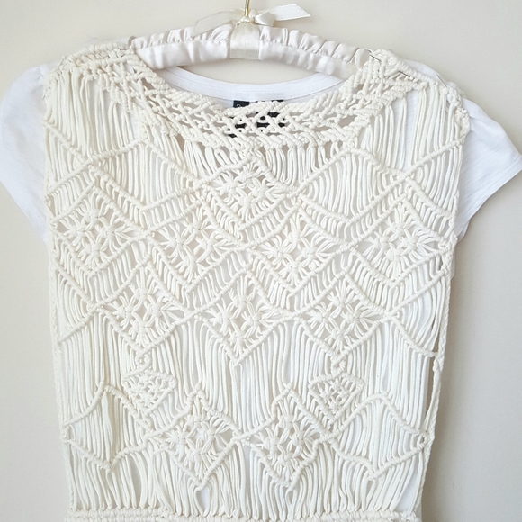 Macrame "Topper" Ivory Cotton Denim & Supply Long Fringe - Picture 3 of 6